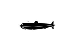 Isolated Submarine Illustration in Black and White Underwater Vessel Naval Force Submersible Boat Transportation Military Silhouette vector