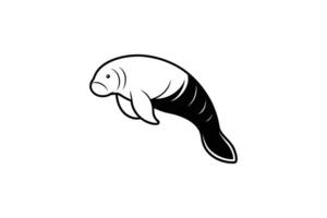 Elegant Manatee Illustration in Black and White Featuring a Clean and Modern Silhouette Style silhouette stylized manatee illustration black white The design vector