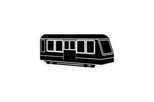 Modern Commuter Train Car Illustration in Black Silhouette Public Transportation Vehicle Subway or Elevated Rail Transit System Isolated on White Background silhouette vector