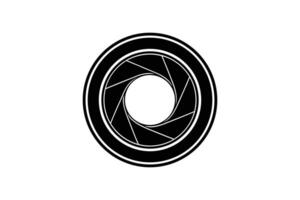 Camera Lens Aperture Icon with Blades Photography Equipment and Focus Mechanism in Black and White Silhouette vector