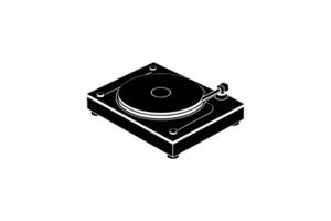 Isometric View of a Classic Vinyl Record Player with a Sleek Design and Modern Aesthetic silhouette This image shows record player style vector