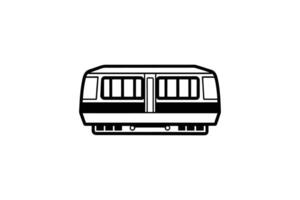 Modern Monorail Train Car Icon in Black and White Transportation System Public Transit Minimalist Design Clean Lines Silhouette vector