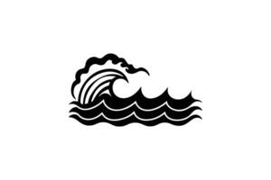 Stylized Ocean Wave with Cresting Water in Black and White Depicting Marine Power and Movement in a Silhouette vector