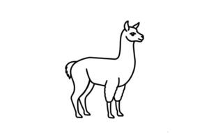 Elegant Llama Standing Tall A Simple Black and White Line Drawing Depicting a South American Camelid in a Striking Silhouette Style silhouette This simple vector