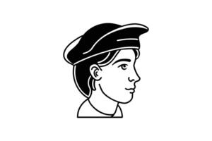 Elegant Portrait of a Woman Wearing a Hat in Profile Showing Her Distinctive Features in a Classic Silhouette Style silhouette vector
