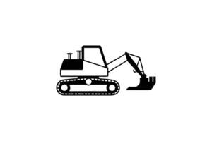 Monochrome Excavator Illustration Featuring a Black and White Construction Vehicle with a Sleek and Modern Silhouette This image showcases minimalist excavator vector