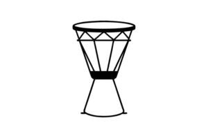 Striking Black and White Djembe Drum Illustration with Detailed Rope Design and Unique Silhouette Style silhouette This image features djembe drum vector