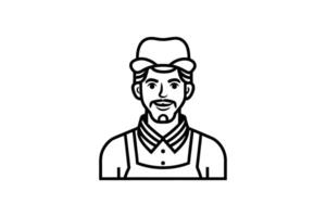 Line Art Illustration of a Man with a Hat and Apron Featuring Clean and Minimalist Design Style silhouette This image showcases vector