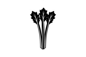 Striking Black and White Celery Stalks Illustration Depicting Freshness and Natural Goodness Presented in a Clean and Modern Silhouette Style silhouette celery stalk illustration vector
