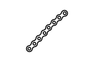 Detailed Bicycle Chain Illustration on White Background Depicting Mechanical Linkage and Cycling Component Presented as a Clean Silhouette This image features black white silhouette vector