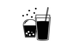 Refreshing Bubble Tea and Drink Illustration Featuring Black and White Silhouette Style for Modern Design Projects silhouette vector