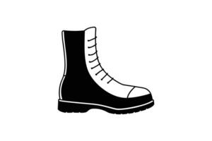High Top Lace Up Boot Illustration in Black and White Isolated on White Background Showing Silhouette Style silhouette vector