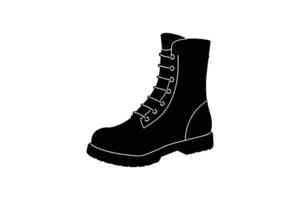 Isolated Black Military Style Boot with Laces a Sturdy Design Shown in a Clean Silhouette Style on White Background silhouette vector