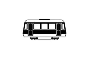 Modern Train Car Illustration in Black and White Minimalist Design for Transportation Rail Travel and Urban Transit Systems silhouette vector
