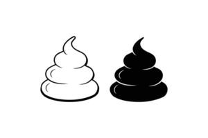 Two Poop Icons One in Black Silhouette and One in Outline Isolated on White Background Illustration silhouette vector