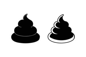 Two Stylized Poop Icons One Solid and One Outlined Presented in a Clean Black and White Silhouette vector