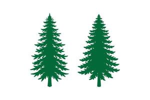 Two Evergreen Trees in Dark Green Isolated on White Background Displaying a Classic Silhouette Style Ideal for Winter and Holiday Designs silhouette vector