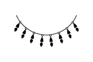 Elegant Decorative Garland with Geometric Pendants Hanging from a Delicate String Presented in a Striking Silhouette simple garland featuring geometric pendants shown vector