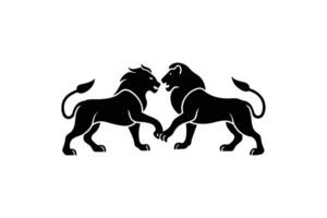 Two Lions Facing Each Other in a Confrontational Pose Rendered in a Striking Silhouette Style silhouette vector