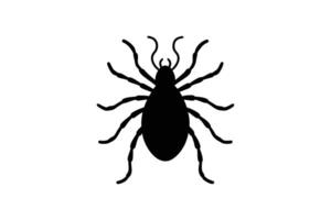 Black Tick Silhouette on White Background Illustration of Parasite Dangerous Insect Lyme Disease Carrier Ixodes Silhouette vector