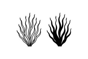 Seaweed Illustration with Outline and Solid Fill Isolated on White Background Featuring a Clean Silhouette Style silhouette vector