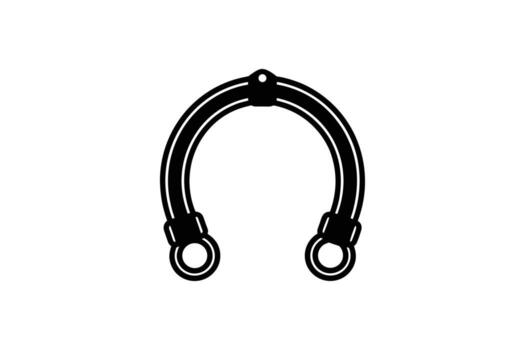 Elegant Black U Shaped Strap with Circular Endings and a Small Hole at the Top Presented in a Silhouette This image features vector