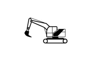 Striking Excavator Illustration A Bold Black and White Construction Vehicle Depiction with Clean Lines and Simplified Design Elements silhouette This image vector