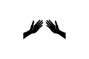 Two Hands Reaching Outward in a Gesture of Connection or Separation Depicted in a Striking Silhouette silhouette The image features two hands vector