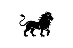 Majestic Lion Walking Forward in Black Silhouette Against White Background Depicting Power and Strength in Animal Kingdom a Regal Feline silhouette black vector