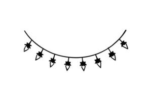 Festive String Lights Garland Decoration Hanging for Celebrations and Parties Simple Black and White Design Silhouette simple string lights silhouette style perfect vector