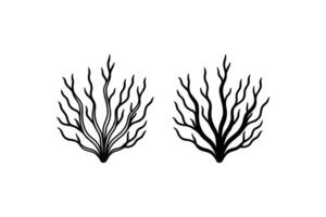 Two Abstract Bush Illustrations in Black and White Featuring a Silhouette Style Perfect for Graphic Design and Creative Projects silhouette vector