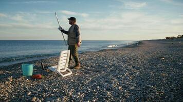 Sunny And Clear Day At The Beach Is Perfect For Fishing video