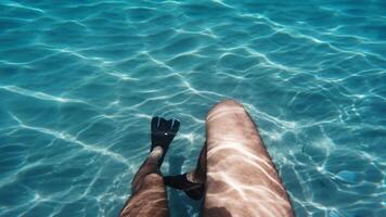 legs with fins move in the sea video