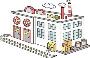 Creative Factory Building Design Highlighting Modern Industry and Urban Infrastructure vector