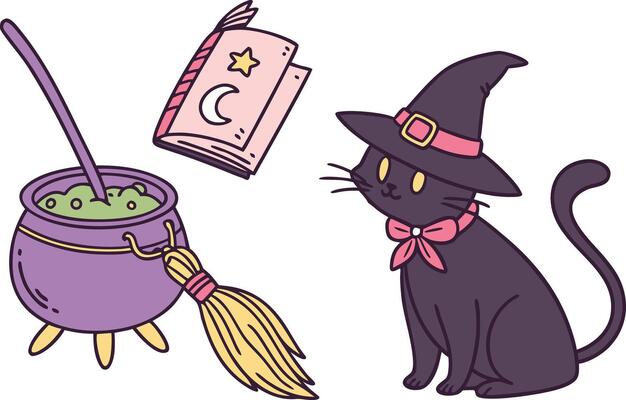 Cute Halloween Witch Accessories Collection with Magical Items