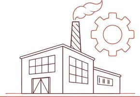 Factory Building with Colorful Style Depicting Workplaces and Industrial Revolution Themes vector