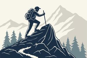 Creative Mountain Hiking and Adventure Design Highlighting Nature Trails and Trekking Themes vector