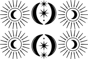 Mystical Moon and Stars Collection Featuring Magical Celestial and Night Sky Elements vector