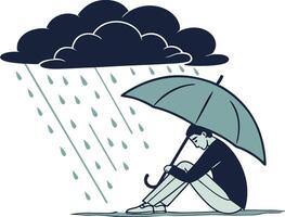 Artistic Sadness and Depression Illustration Showcasing Emotional Distress and Psychological Issues vector