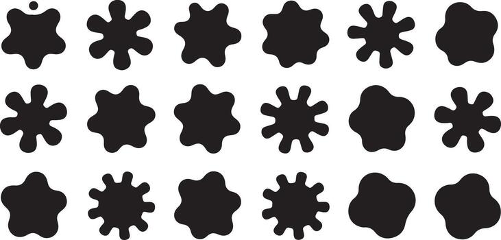 Eighteen Black Irregular Shaped Silhouettes Organic Forms Abstract Blobs Set Graphic Design Elements vector