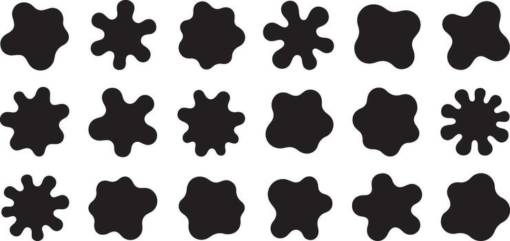 Eighteen Black Irregular Shaped Silhouettes Organic Blob Forms Abstract Design Elements Set Graphic Design Resources vector