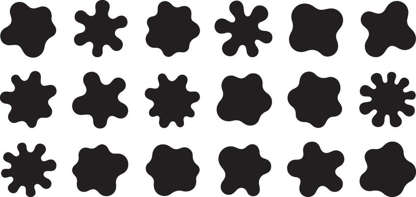 Eighteen Black Irregular Shaped Silhouettes Organic Blob Forms Abstract Design Elements Set Graphic Design Resources