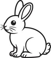 Illustration of a White Rabbit Sitting Side Profile Black Outline Simple Cartoon Style vector