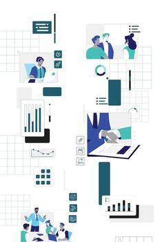 Collaborative Workflow with Teamwork and Analytics vector