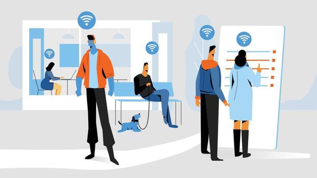 Collaborative Workspace with Seamless Connectivity vector