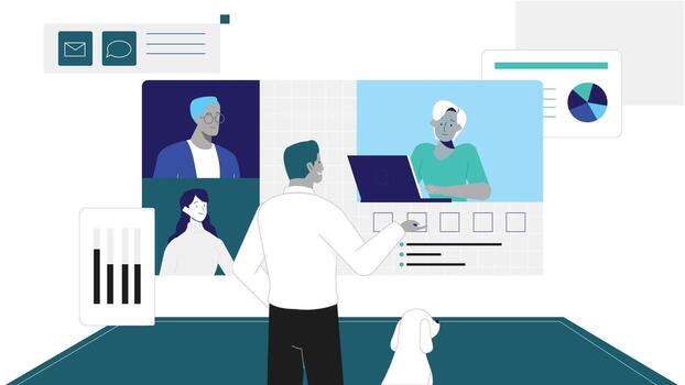 Collaborative Teamwork in a Modern Office Setting vector