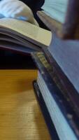 Man Hands Turns Old Book 02 video
