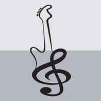 Guitar and treble clef icon on a gray background vector
