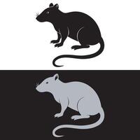 Rat silhouette on white and black background vector