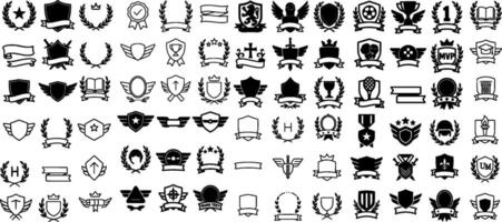 A set of black and white silhouettes of various shapes vector